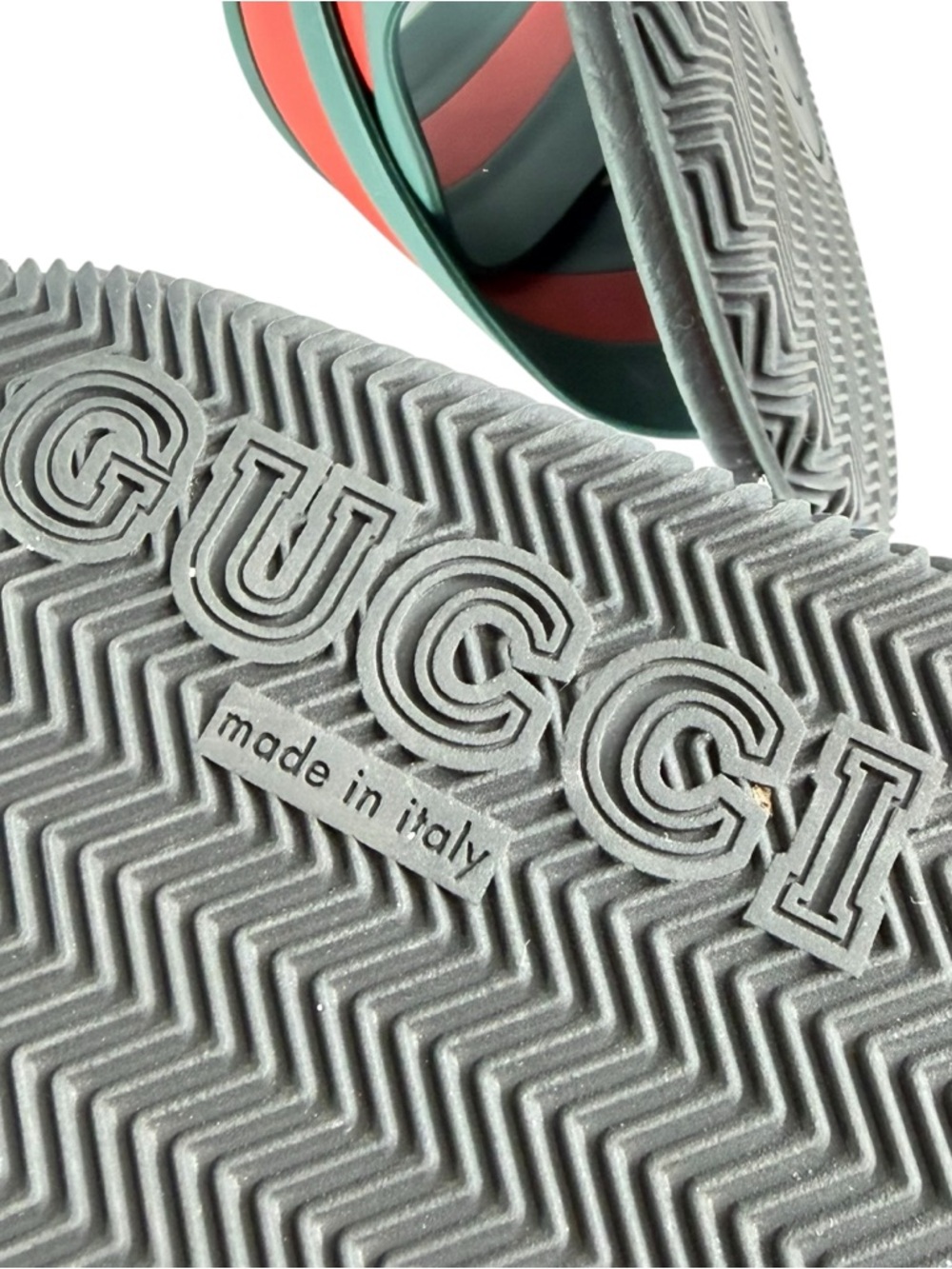 GUCCI 630326 Rubber Web Crisscross Slide Stripe Men's Sandal 9 - 9.5 US - Picture 5 of 12